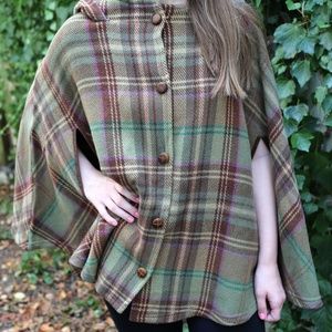 Lauren Ralph Lauren Plaid Wool Poncho